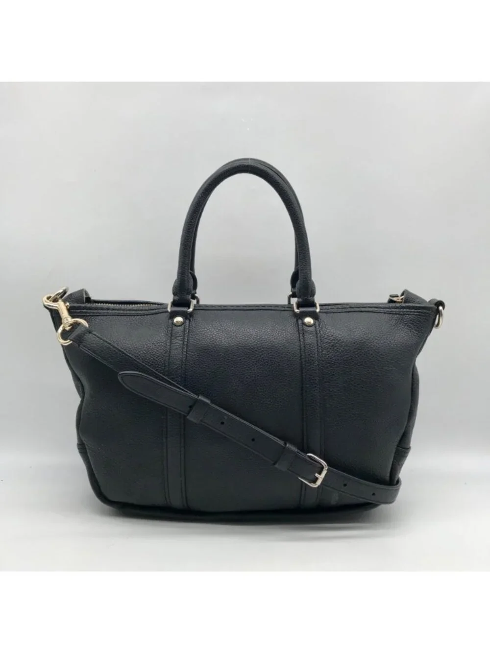 Coach Black Pebbled Leather Convertible Central Satchel Bag